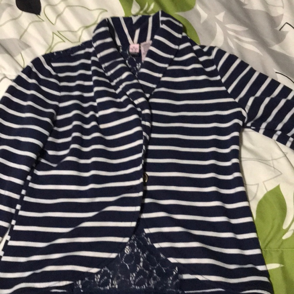Blue and white striped blazer